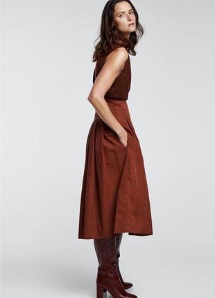 Бавовняна міді мідаксі теракотова спідниця бренд zara