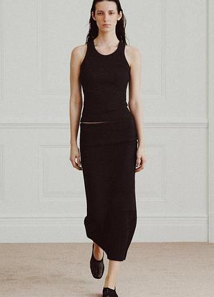 Юбка в рубчик с домоткой эффектом от zara