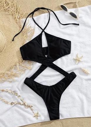 Секси купальник 👙 черного цвета на завязках