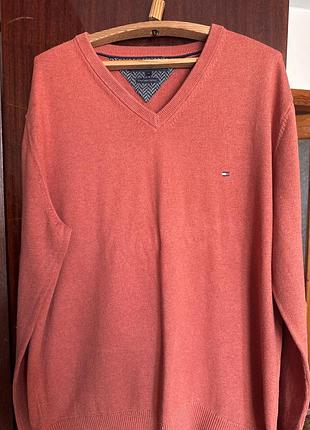 Чоловічий теракотовий светр tommy hilfiger, оригінал xl
