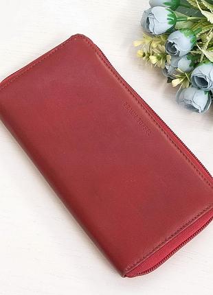 Кошелек кожаный красный, органайзер braun buffel, натуральная кожа.