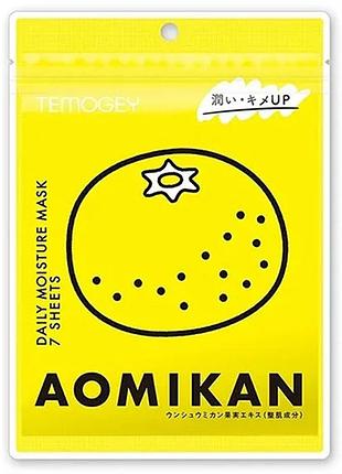 Spc temogey aomikan mask тканинна маска для інтенсивного догляду із японським мандарином, 7 шт