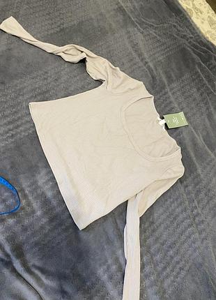 H&m бежевий лонгслів в рубчик