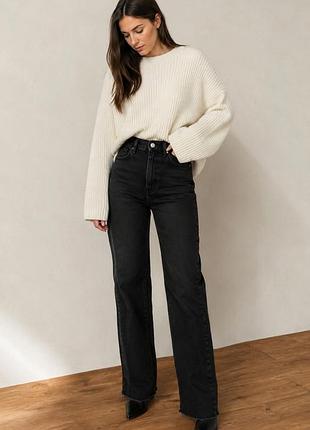 Джинси прямі чорні висока посадка zara