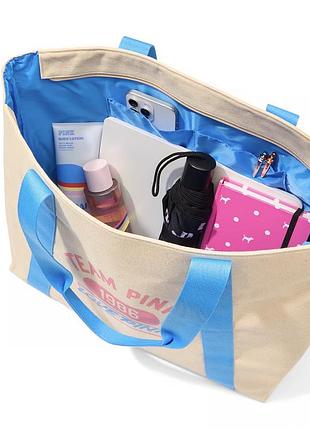 Сумка-шопер victoria's secret pink canvas varsity tote bag