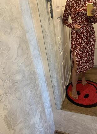 Платье миди с разрезом, мягкая приятная
