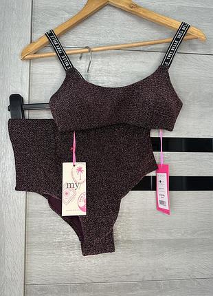 Трендовий роздільний купальник my jewellery swim collection в ретро стилі люрекс