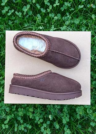 Уго женские ugg tasman тасманские тасманные тапочки кожаные замшевые коричневые низкие на платформе