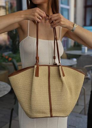 Женская сумка из рафии bag raffia/brown