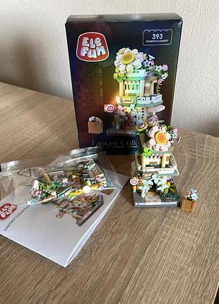 Конструктор elefun fantasy collection “house of flowers”, 393 деталі — повний комплект квіткова крамниця конструктор