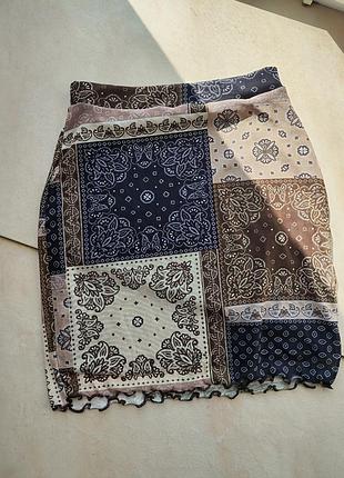Мини юбка сеточка patchwork