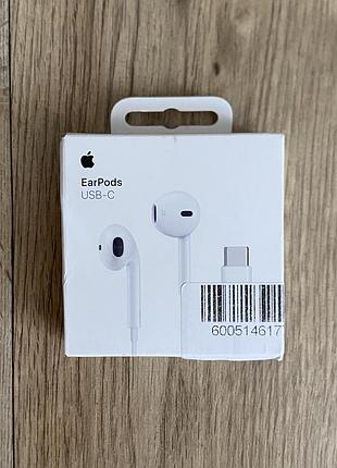 Навушники apple earpods usb-c (myqy3zm/a) нові оригінал епл ірподс іарподс type-c  type c тайпсі тайп сі  аірподс airpods вкладиші дротові