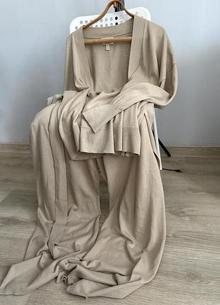 H&m cashmere blend костюм кардиган широкі брюки штани костюм  из смеси кашемир котон