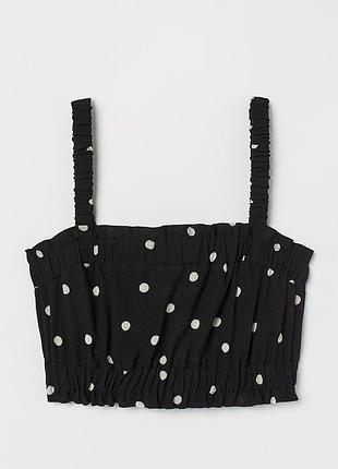 Топ майка в горох жатка вискоза черно-белый черная-белая кроп топ кроптоп polka dot из вискозы