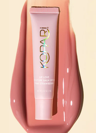 Kopari lip love moisture balm spf 30 зволожувальний бальзам для губ у відтінку pink strawberry, 15 гр.