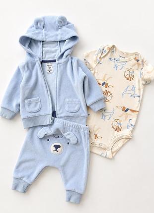 Комплект carter’s (оригінал): махрова кофтинка, штанці та боді. розмір 3m (62 см). стан нового, без дефектів. ціна — 325 грн.