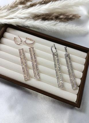 Серьги серебро вечерние длинные серьги золотистые