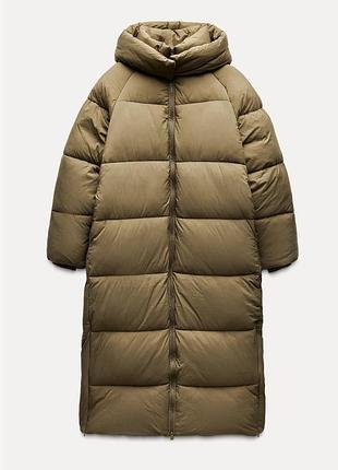 Довгий анорак water and wind protection zara original spain  пуховик зара xs-m
