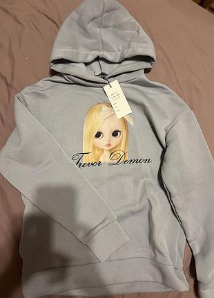 Худі з лялькою trevor demon, сірого кольору, unisex