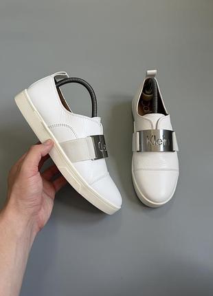 Кеды calvin klein ilona white leather 3 39(24.5cm) cupsole laceup gules cooach