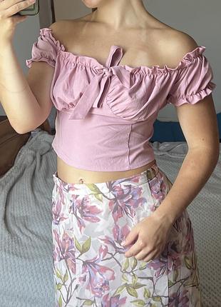Рожевий топ milkmaid з відкритими плечима
