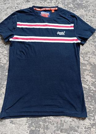 Оригинальная футболка superdry orange96 herringbone stripe оригинал размер m (насыщенный темно-синий)
