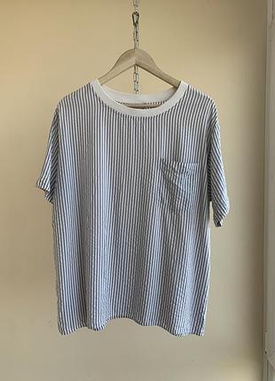 Вінтажна літня сірсакер чоловіча футболка у смужку benetton relaxed boxy fit seersucker pinstripe t-shirt vintage вінтаж 90х made in italy l