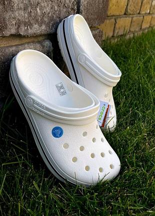 Чоловічі крокси сабо crocs crocband білі сірі