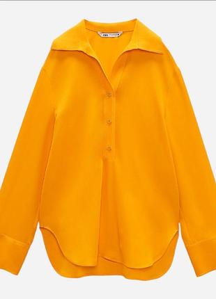 🏵🏵🏵🍊яскрава помаранчева сорочка zara (нова, без бірки) — розмір s / m (24)