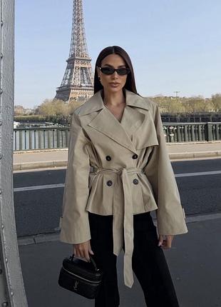 Вкорочений бежевий тренч zara