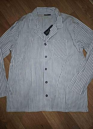 Новая мужская рубашка пижамная xl хл 56-58 xxl хл 60-62 livergy нитенький хлопок в полоску рубашка батал большой размер
