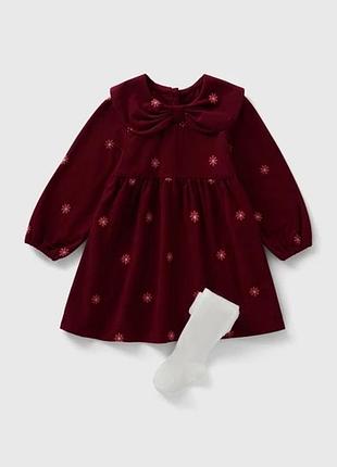 Сукня мікровельвет з вишивкою з квітами matalan