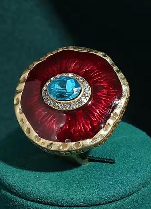 Каблеск глаз дьявола винтажный с красной эмалью и кристаллом (evil eye)