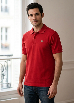 Вінтажне чоловіче поло lacoste classic fit (l / xl) — поло лакост цегляного кольору 2002 року