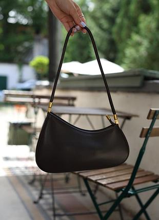 Женская кожаная сумка bag chocolate/gold