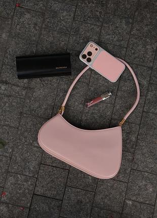 Жіноча шкіряна сумка bag pink/gold
