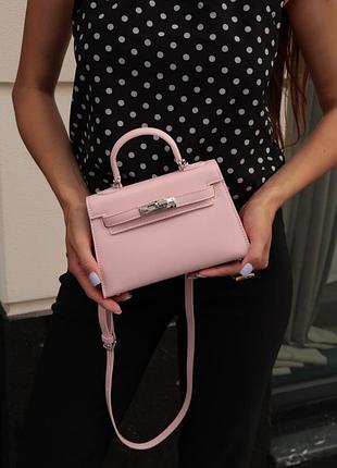 Жіноча шкіряна сумка bag pink/silver