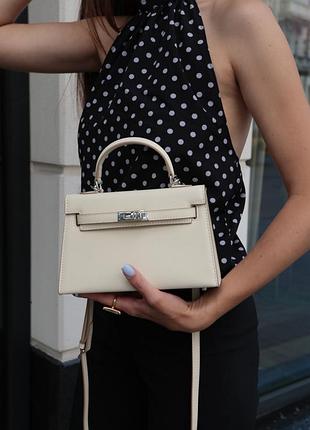 Жіноча шкіряна сумка bag cream/silver