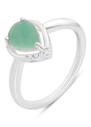Срібне кільце komilfo з натуральним смарагдом 1.11ct, вага виробу 2 г (2214151) 17.5 розмір
