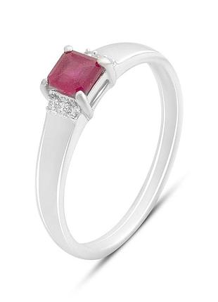 Серебряное кольцо komilfo с натуральным рубином 0.519ct, фианитами, вес изделия 1,85 гр (2213246) 17 размер