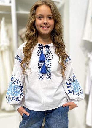 Вишиванка мережка 152-158см блакитна