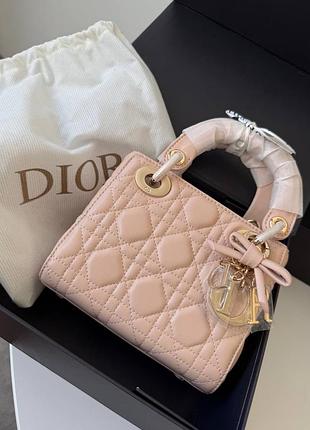 New сумочка lady dior ніжний колір золота фурнітура