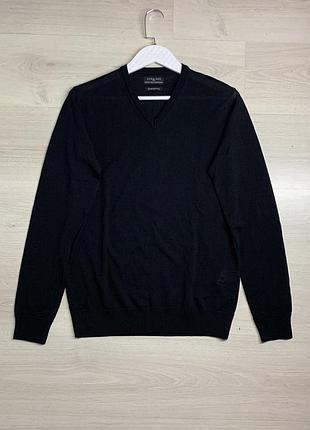 Чоловічий мериносовий легкий джемпер zara 100% мериносова вовна оригінал базовий преміальний светр casual smart casual розмір s–m / ua 46–48