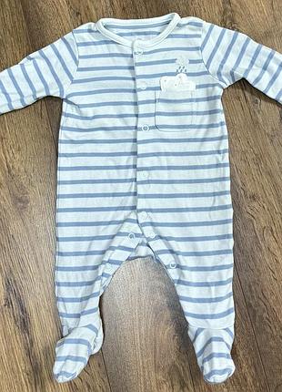 Сліп / чоловічок mothercare у смужку з кишенькою (0-1 міс / tiny baby)