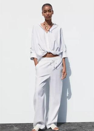 Жіноча лляна біла сорочка з вузлом zara розмір м