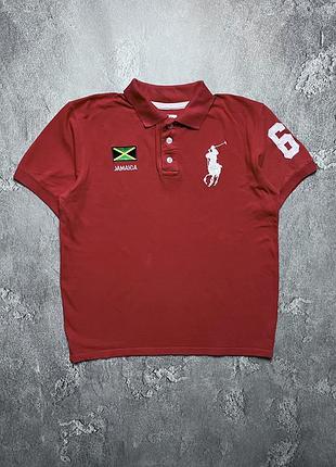 Vintage винтажная футболка поло jamaica ямайка polo ralph lauren #6 style поло ральф лаурен big pony size xl размер хл