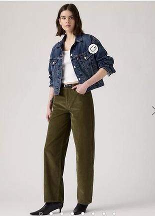 Джинси levi’s premium baggy dad corduroy women's pants ivy green 28w x 32l оригінал нові