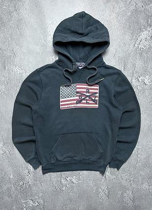 90x vintage винтажное худи polo ralph lauren поло ральф лаурен big logo usa flag size s размер с