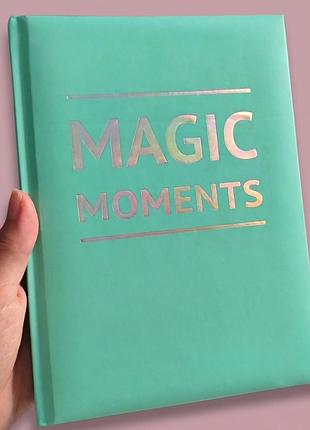 Блокнот ежедневник плановщик magic moments мятного цвета девичий 144 листа твердый переплет с переливающимися буквами
