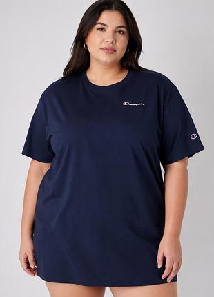 Футболка жіноча бавовняна champion темно-синя xs 3xl (12345868-51)